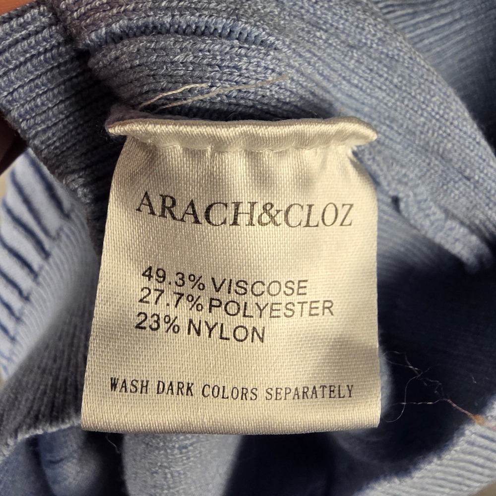 Arach & Cloz Womens Blue Ribbed Ruffle Trim Henley Sweater Top Size L - Picture 6 of 9